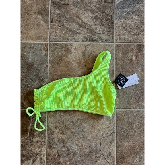 Salt + Cove One Shoulder Ribbed Bikini Top Citron Yellow Size Large - Picture 3 of 8